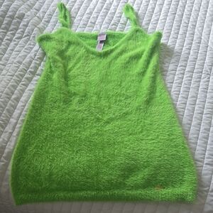 SAVAGExFENTY Vibrant Green Fuzzy Tank Top Mini Dress